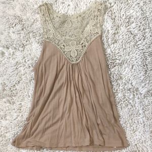 Cream tank with crochet detail